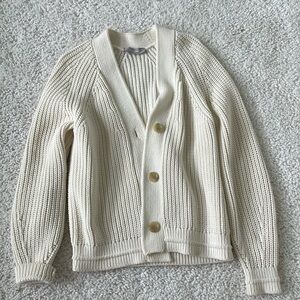 Everlane cream colored waffle knit cardigan